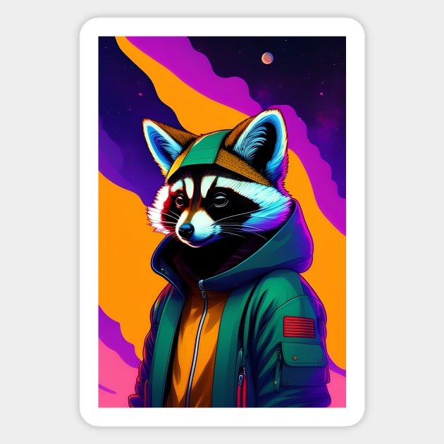 space raccoon Sticker by Bertoni_Lee